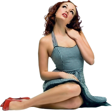 Женщина в платье сидит на прозрачном фоне