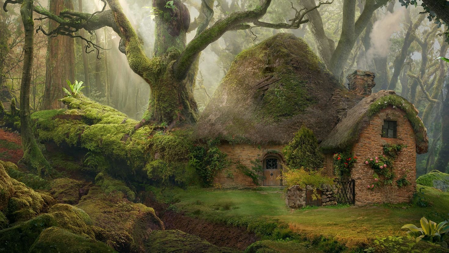 Сказочные хоббиты. Домик феи Enchanted Village. Сказочная природа. Сказочный лес. Сказочный домик в лесу.