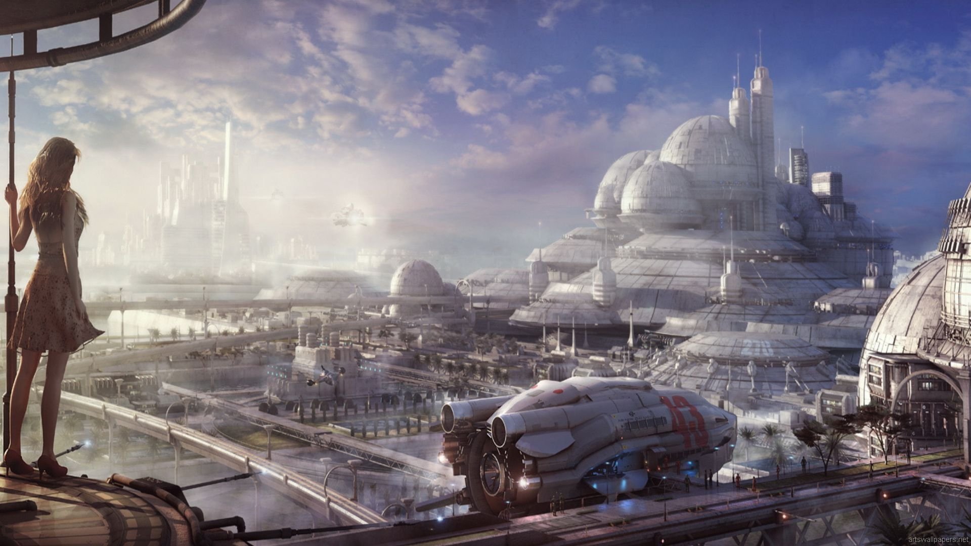 Фантастика 2024 г. Футуристический пейзаж. Фантастический город. Инопланетные цивилизации.