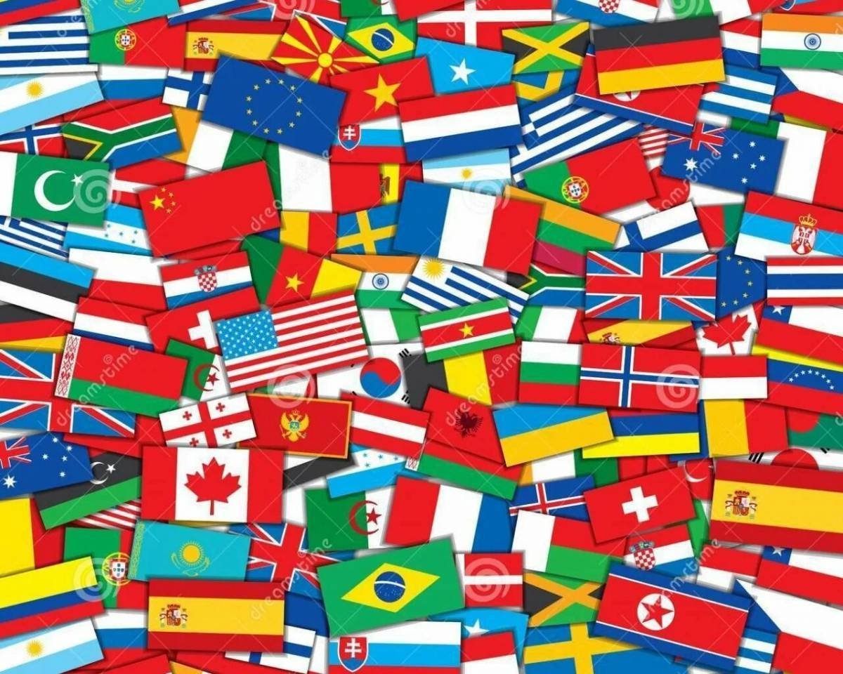 Флаги стран истории. Коллаж из флагов. Много флагов. Много флагов разных стран.