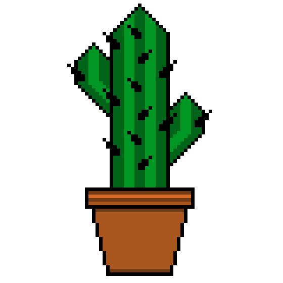 Кактус в горшке пиксельный