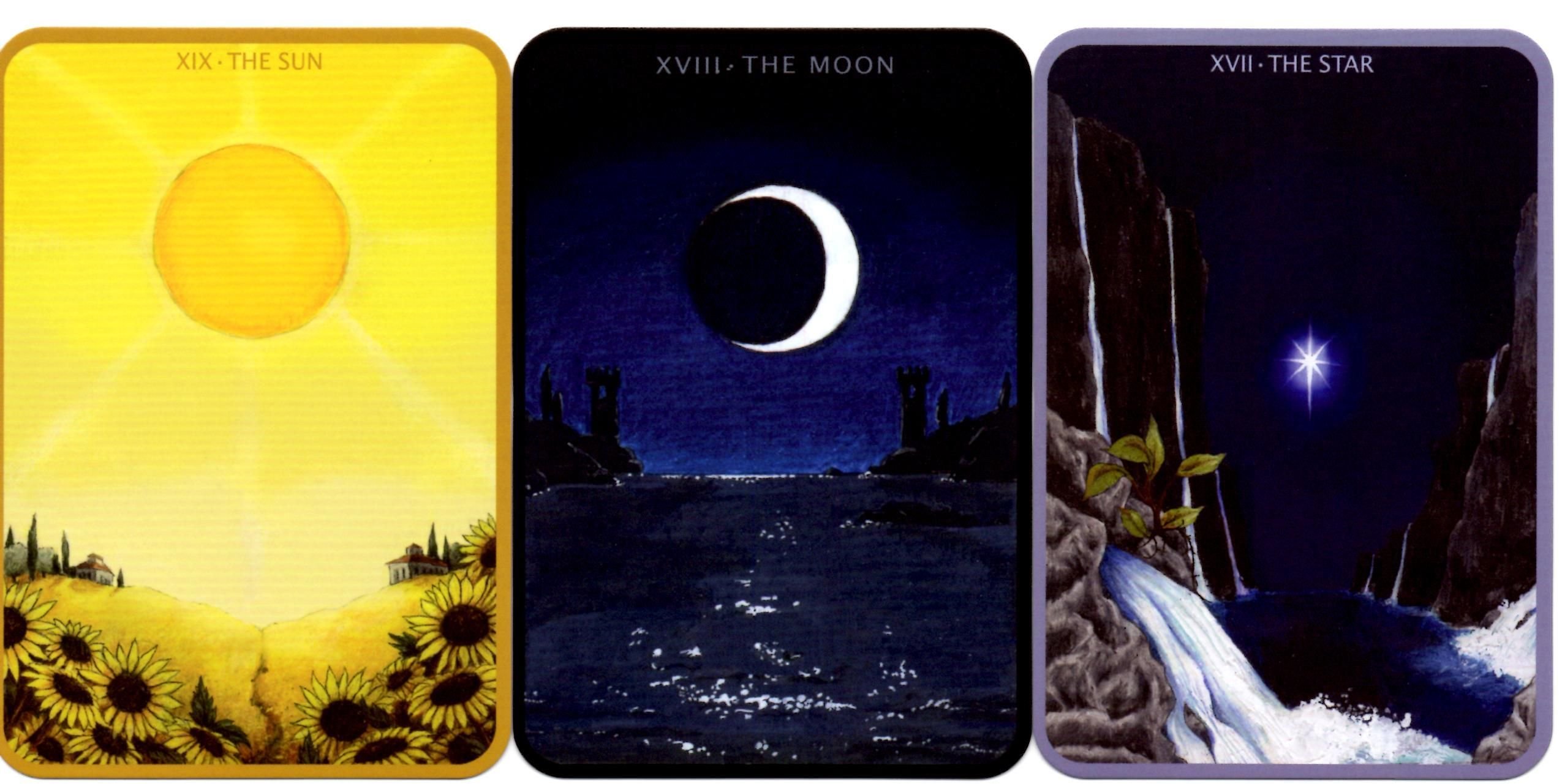 Карта солнца и луны. Карты Таро the Sun и the Moon. Колода Таро Луна и солнце. Карты Таро солнце и Луна. Таро Хайндля Луна.
