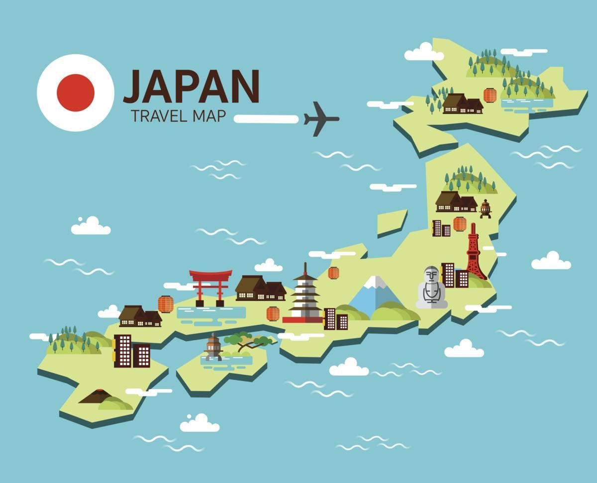Достопримечательности Японии на карте. Карта Японии для детей. Туристическая карта Японии. Карта Японии для дошкольников. Карта японии рисунок