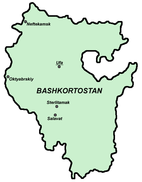 Очертания карты Башкортостана