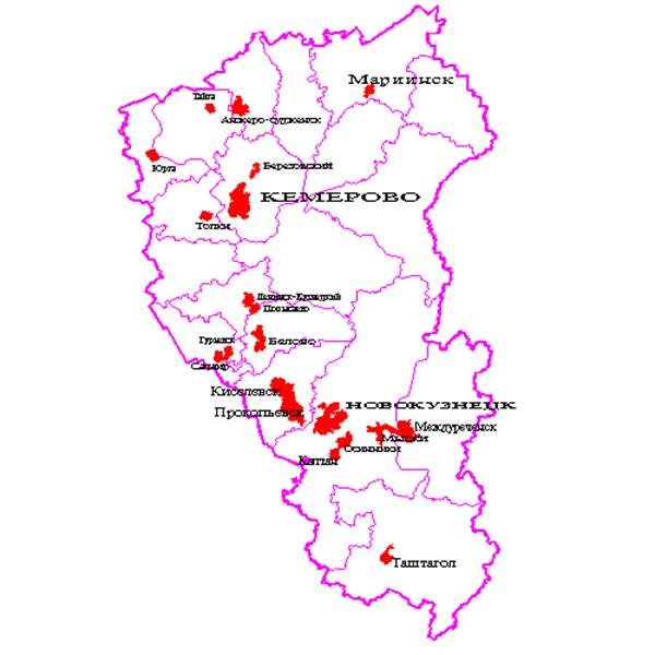 Карта Кемеровской области