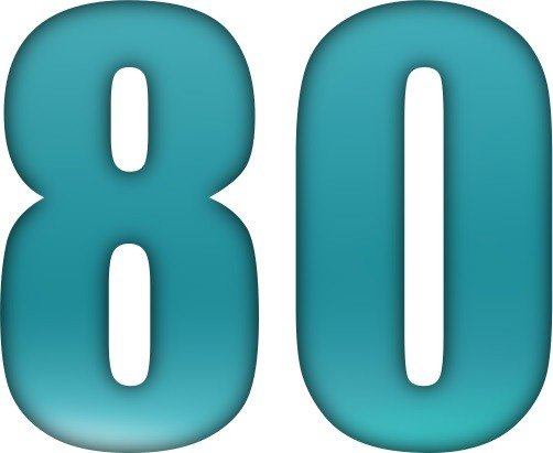 Цифра 80 на прозрачном фоне