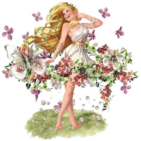 Мультяшная женщина в цветах