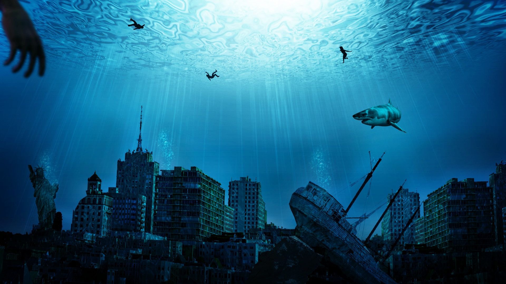 Город поды. Затопленный город. Город под водой. Под водой. Морские глубины.
