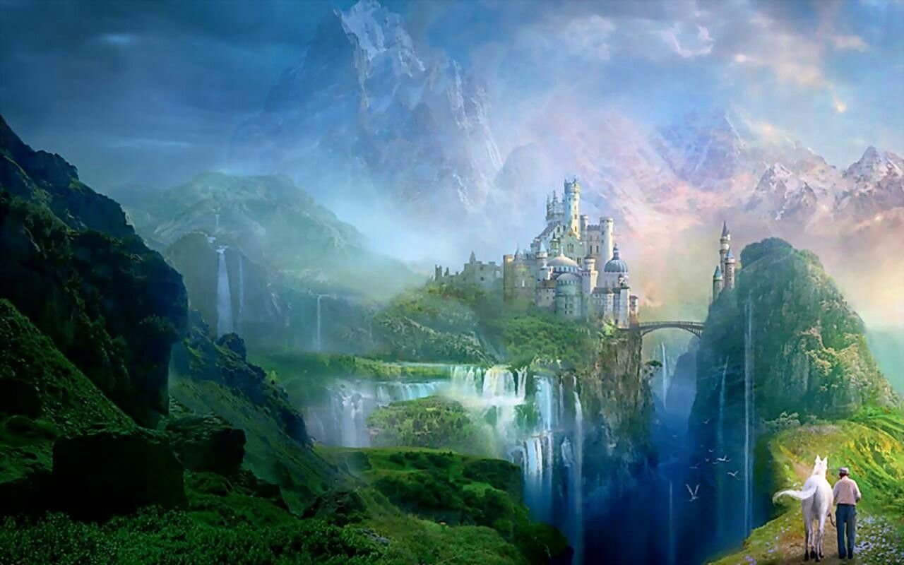 Fantasy world 3. Королевство Азерот арт дворец. Фэнтези пейзажи. Фэнтези мир. Фантастическая природа.