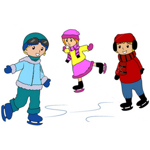 Cartoon дети катаются на коньках