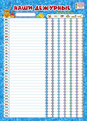 Список дежурных шаблон