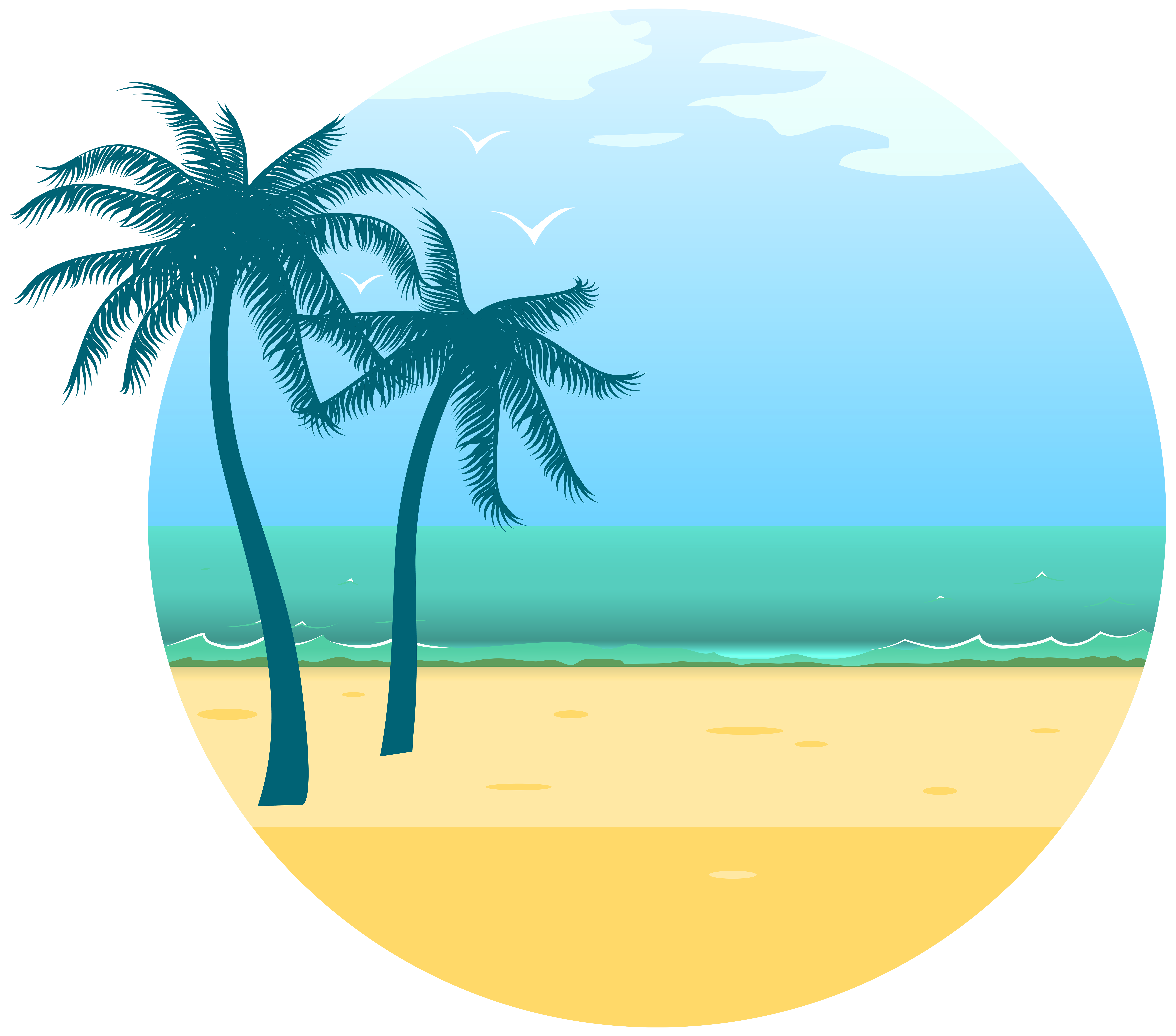 Отпуск без графика. Пляж рисунок. Пальма на белом фоне. Пляж без фона. Пляж Векторная иллюстрация.