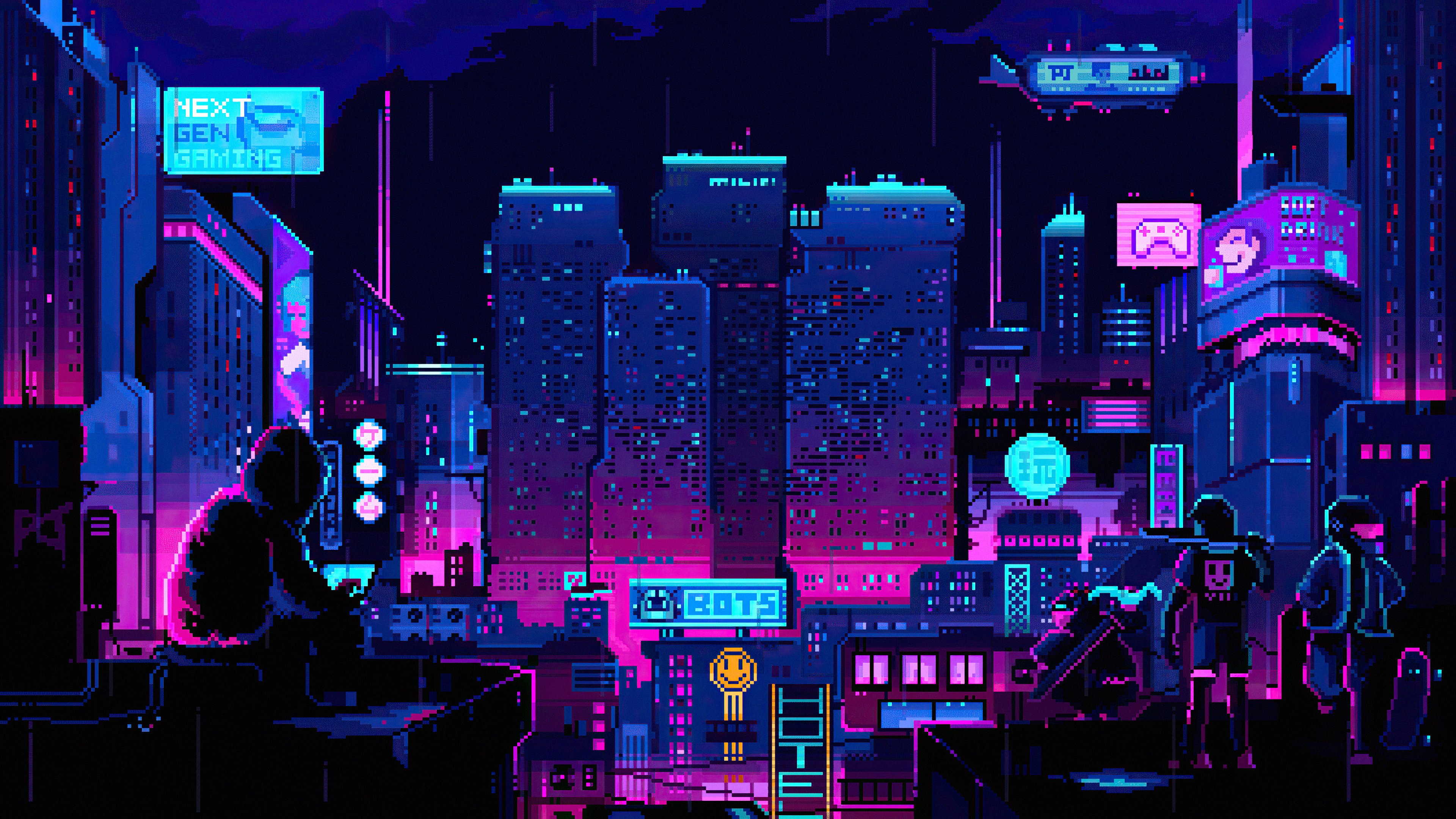 Dark synthwave. Pixel Cyberpunk ASUS ROG. Синтвейв ретровейв. Пиксельный киберпанк город / Pixel Cyberpunk City. Пиксель арт Cyberpunk 2077.