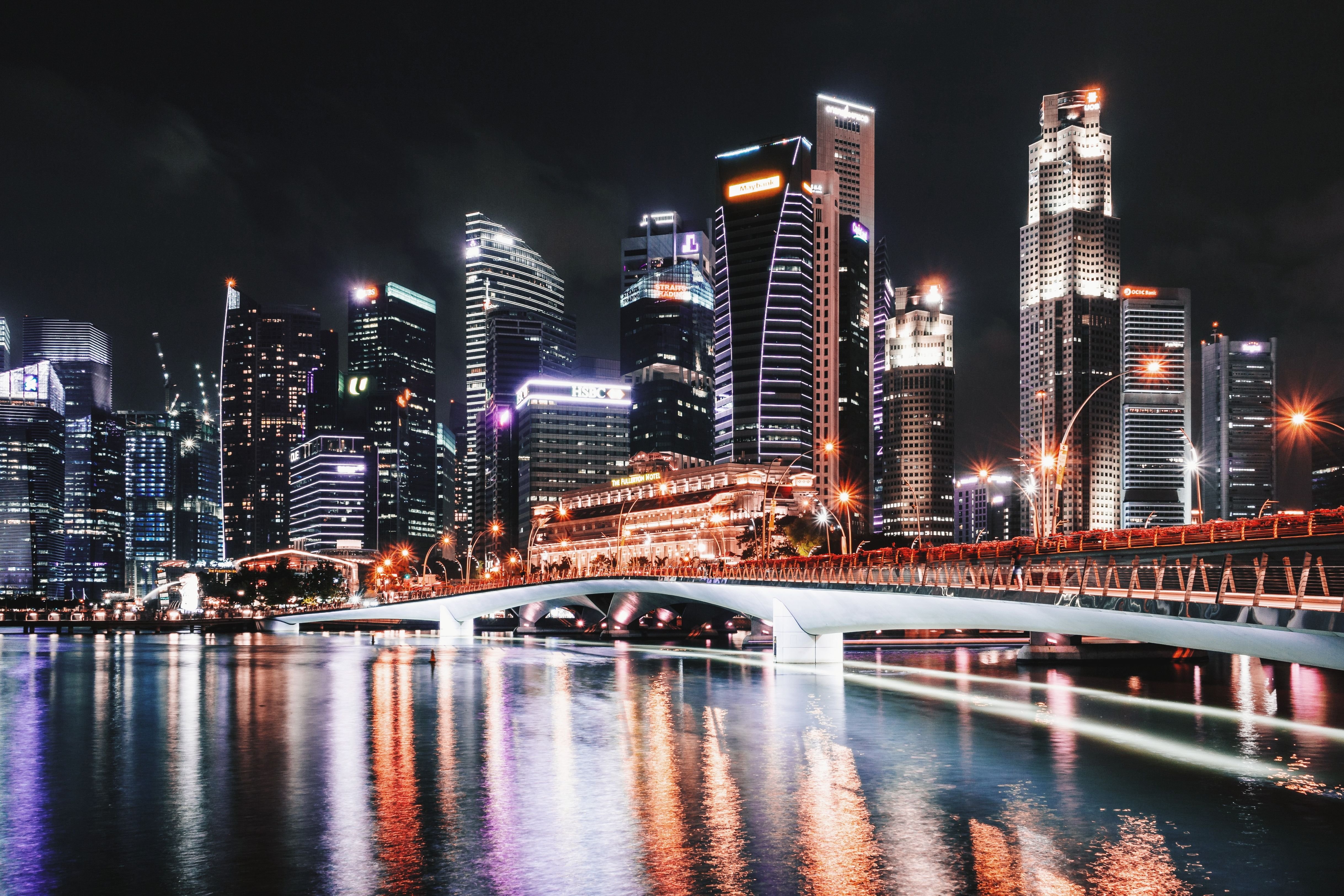 Современные виды фотографии. Мегаполис Сингапур. Ночная Йокогама. Мегаполис Шанхай. Ночной город.