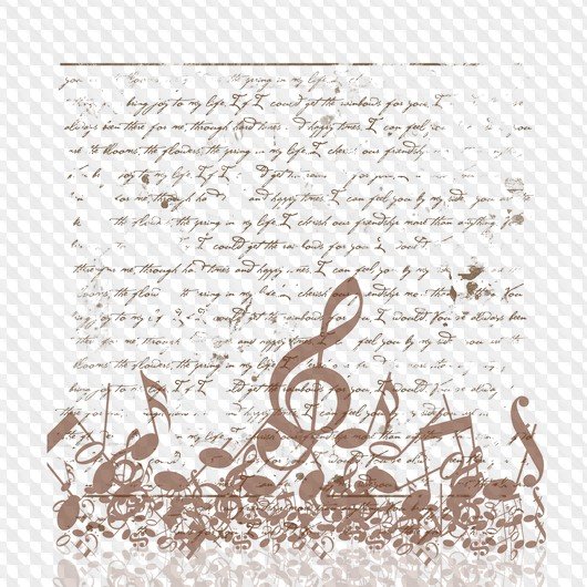 Лист с нотами на прозрачном фоне