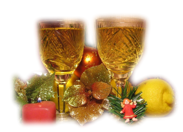 Новогоднее шампанское на прозрачном фоне