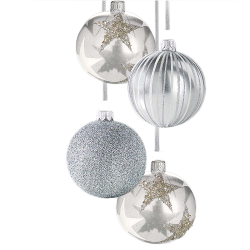 Елочные игрушки серые
