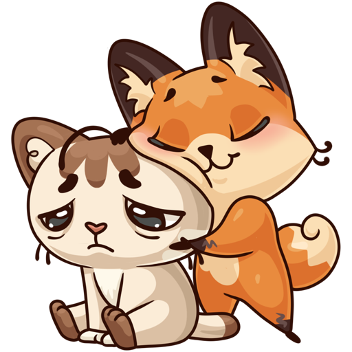Стикер котики обнимаются
