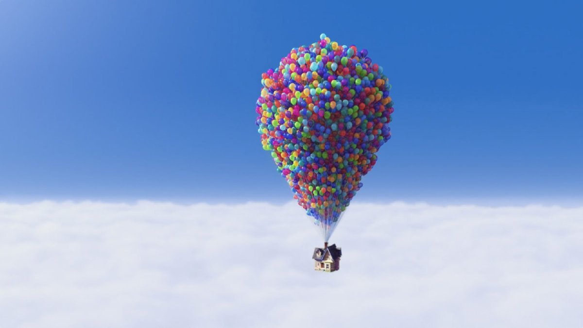 Я полечу на воздушном. Домик на воздушных шариках. Домик летящий на воздушных шарах. Вверх шарики. Доом на воздушныхшарах.