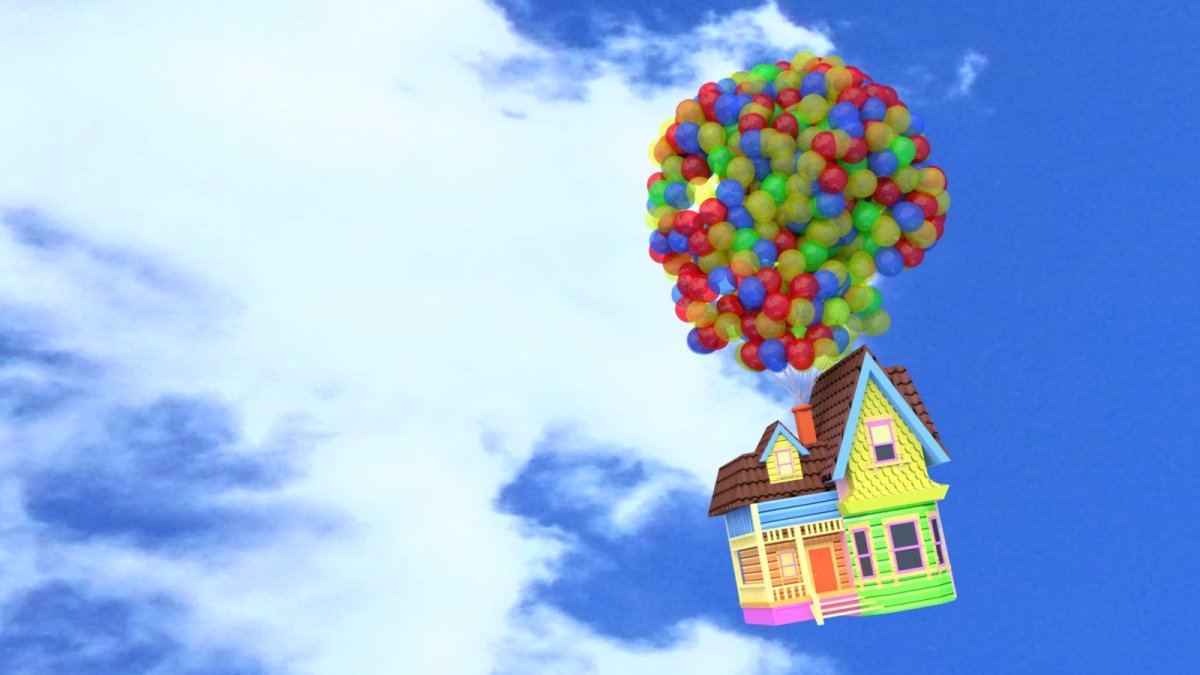 Летающий шарик дома. Домик из мультика вверх. Дом из мультфильма вверх. Домик с шариками.