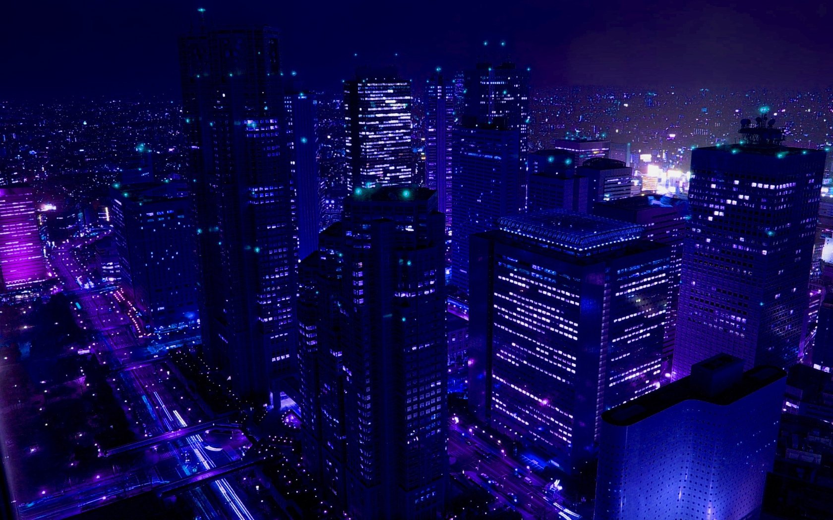 Ночное таем. Неоновый город (Neon City), 1991. Ночной город. Ночные небоскребы. Темно синий город.