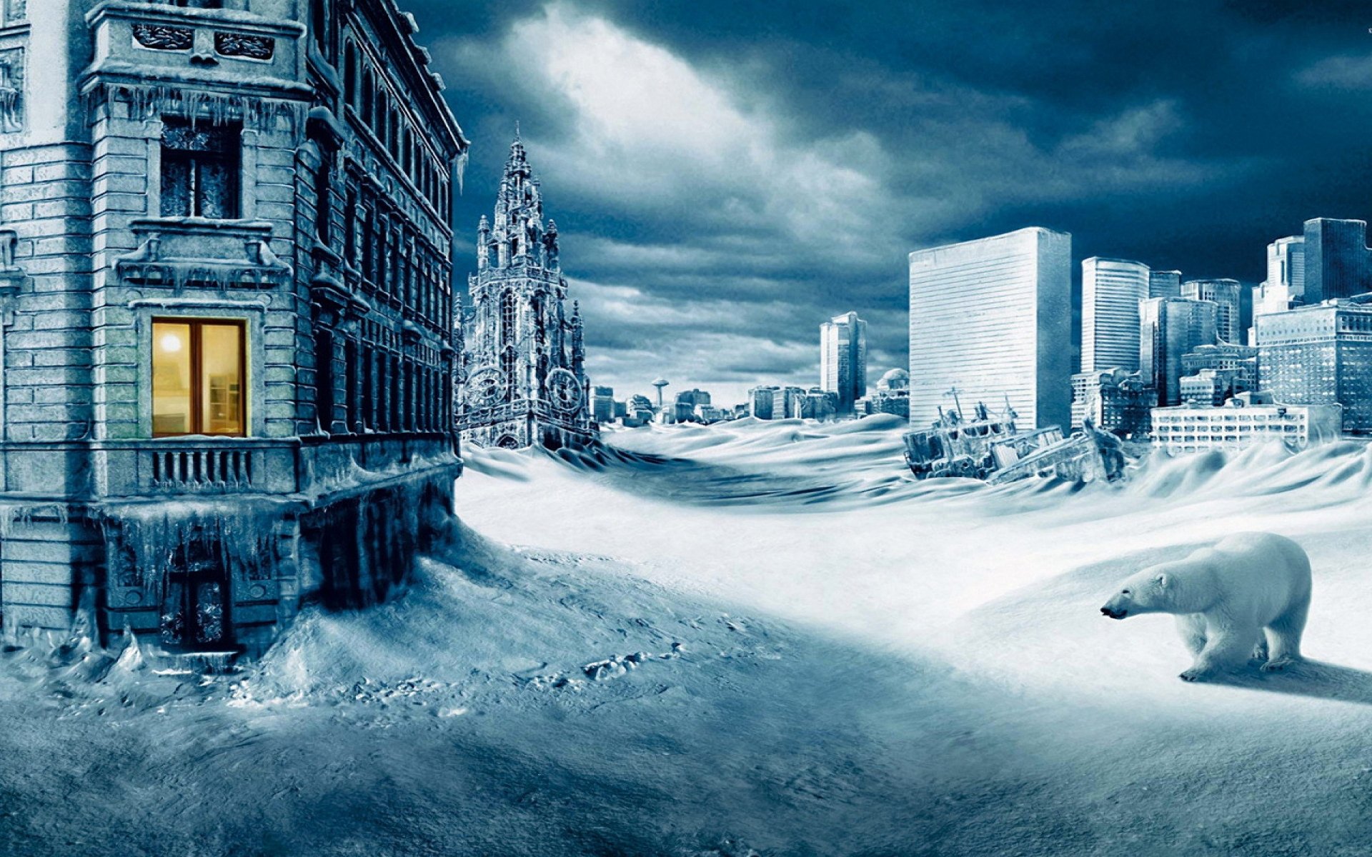 Ледяной апокалипсис шансов нет. Заснеженный город. Город во льду. Снежный город. Замерзший город.
