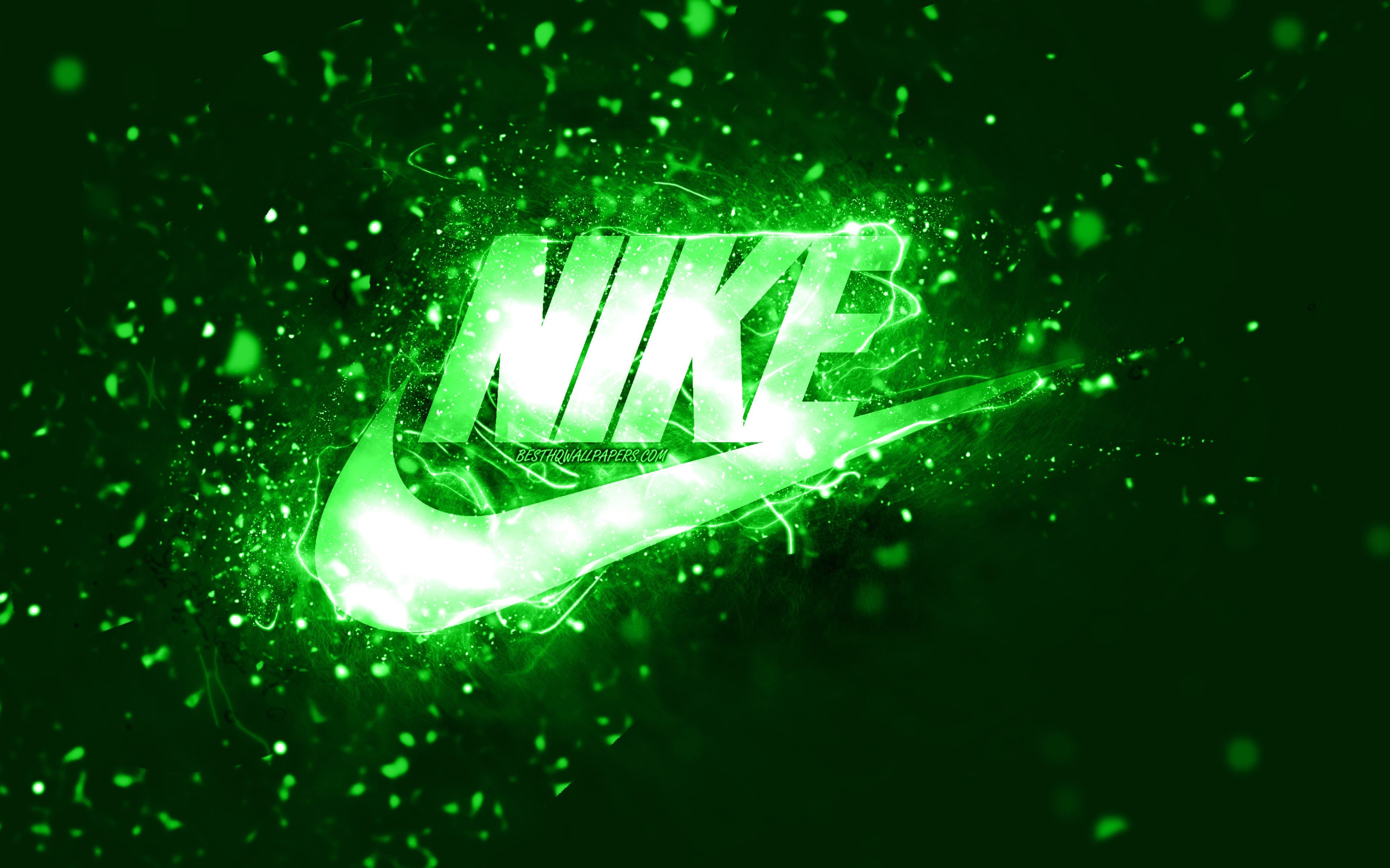 Город найка. Nike логотип зеленый.