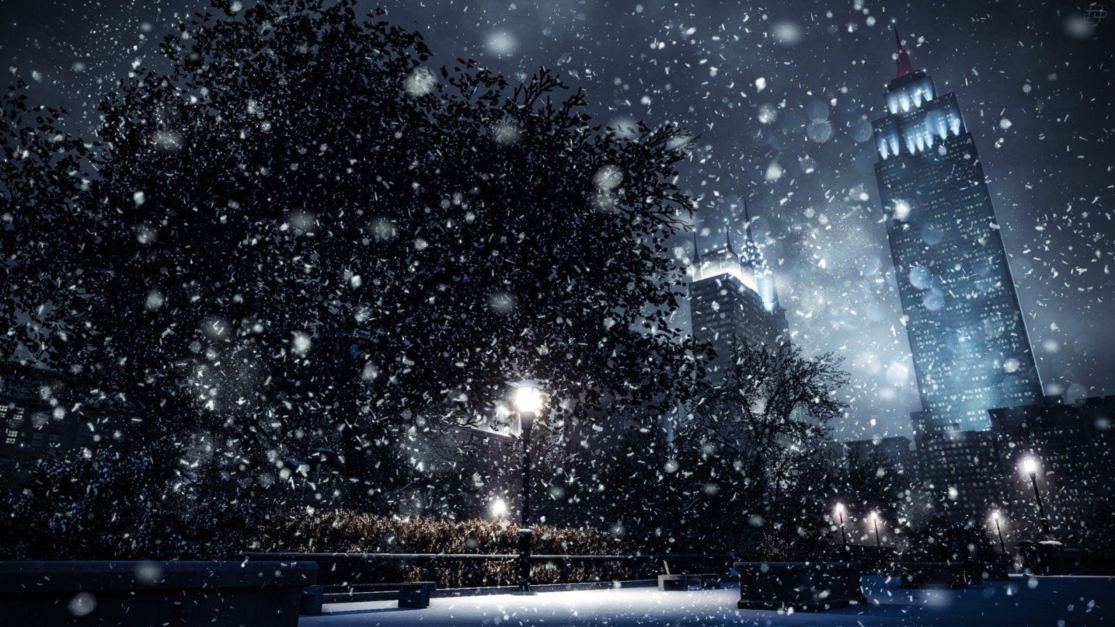 На город вечер упадет ледяной. Падающий снег. Заснеженный город. Ночной снегопад. Красивый снегопад.