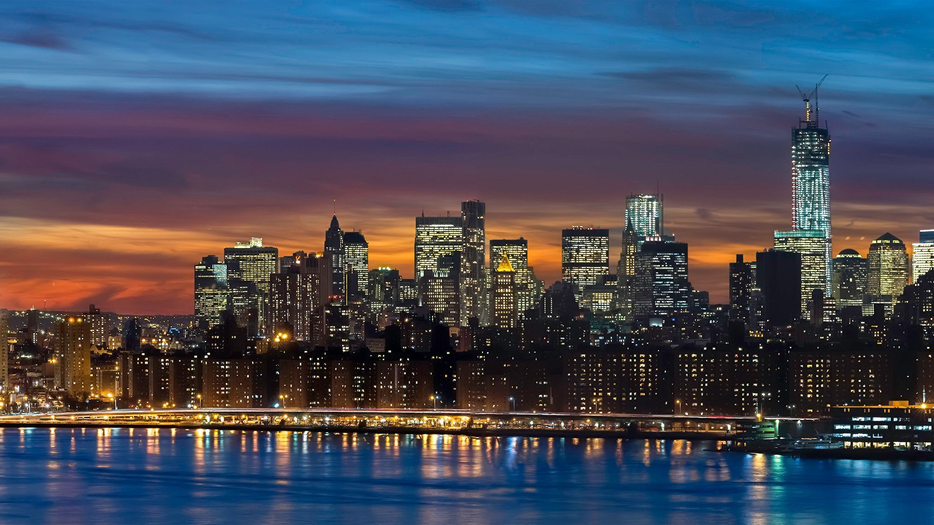 Фулл фотка. Нью-Йорк Манхэттен панорама. Нью Йорк Скайлайн. Ночная панорама Манхэттен.