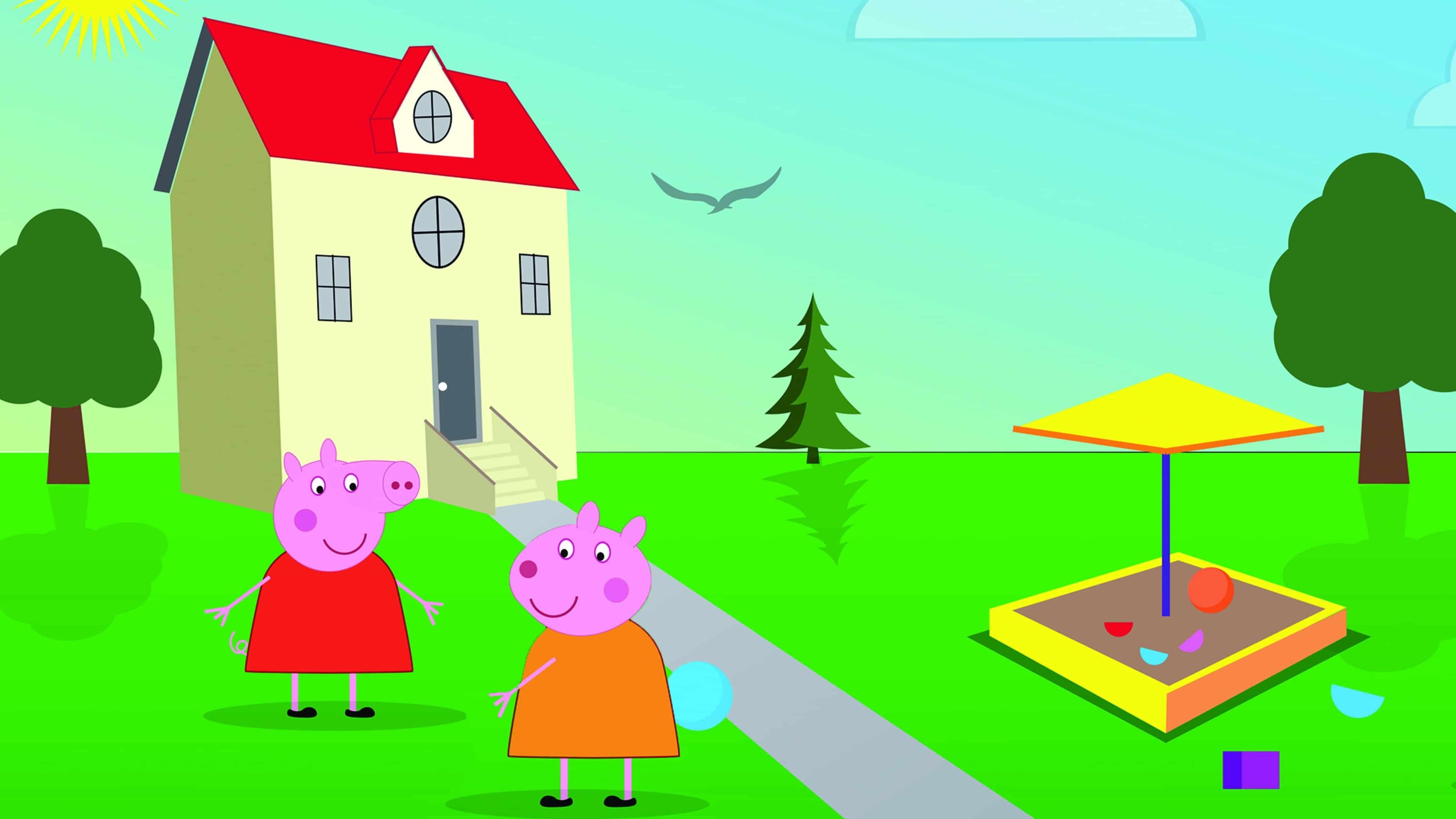 Семья пеппы возле дома. Пеппа Пиг Хаус. Дом свинки Пеппы. Обои домик свинки Пеппы.