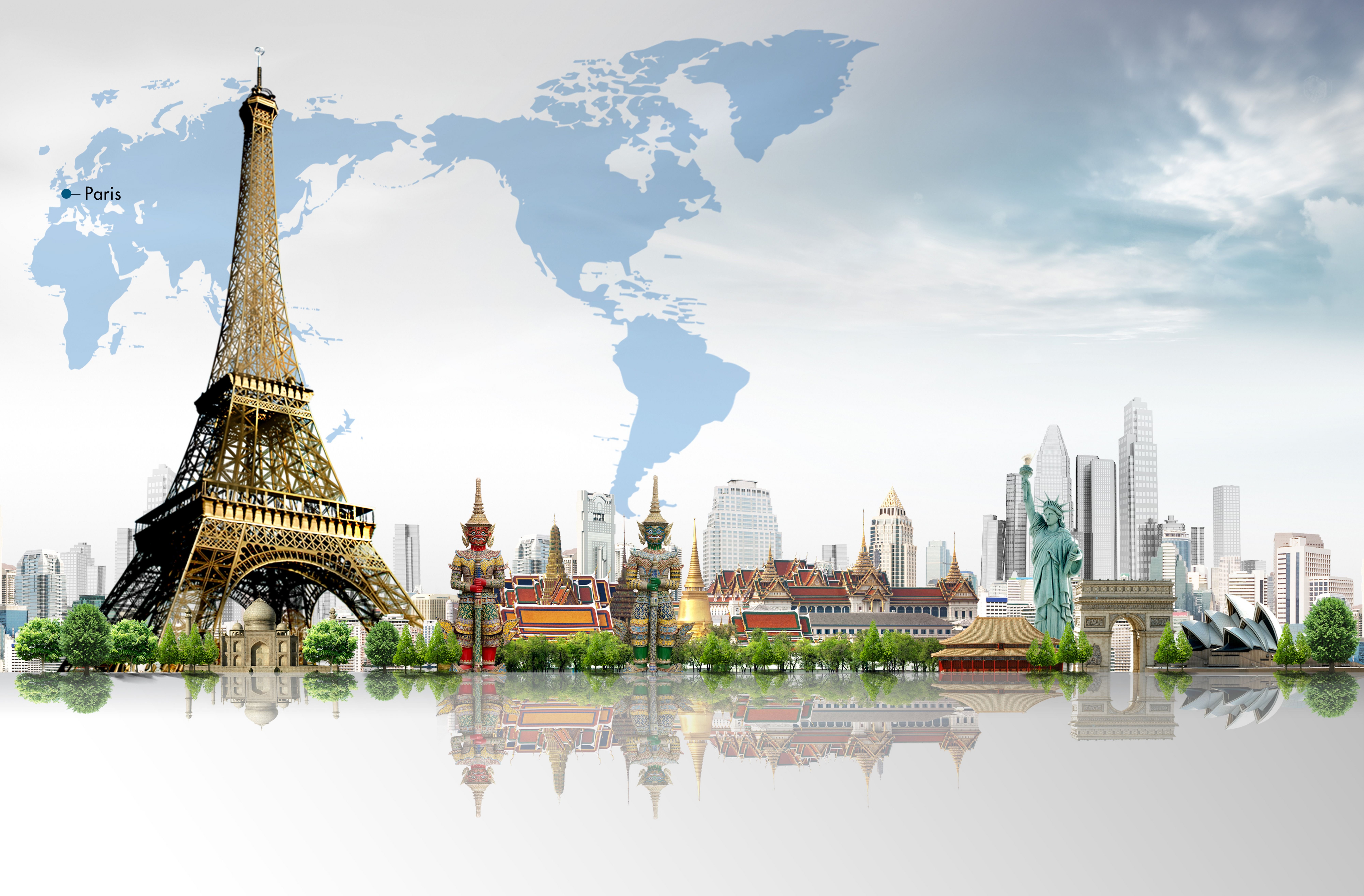 Несколько важных городов. Эльфивая башня в Париже. Достопримечательности Парижа Эйфелева башня. Фон город. Фотообои путешествия по миру.
