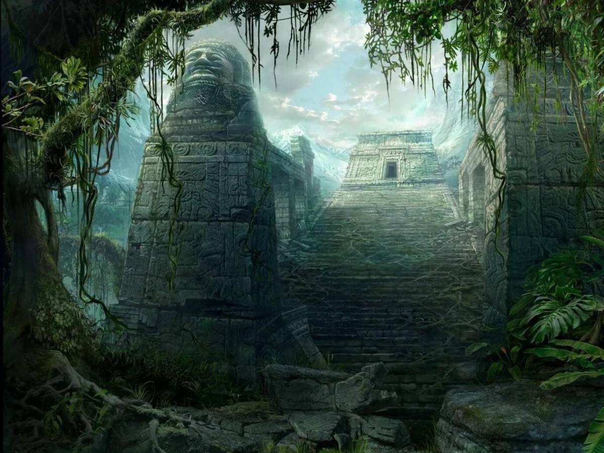 Затерянный в джунглях. Руины Майя арт. Затерянный город пирамиды Майя. Затерянный город пирамиды Майя Ацтеки Art. Храмы ацтеков в джунглях.