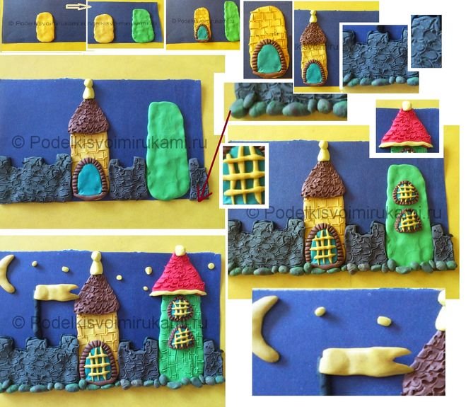 Ворота из пластилина. Город из пластилина для детей. Постройки из пластилина. Лепка сказочные дворцы и замки. Замок из пластилина для детей.