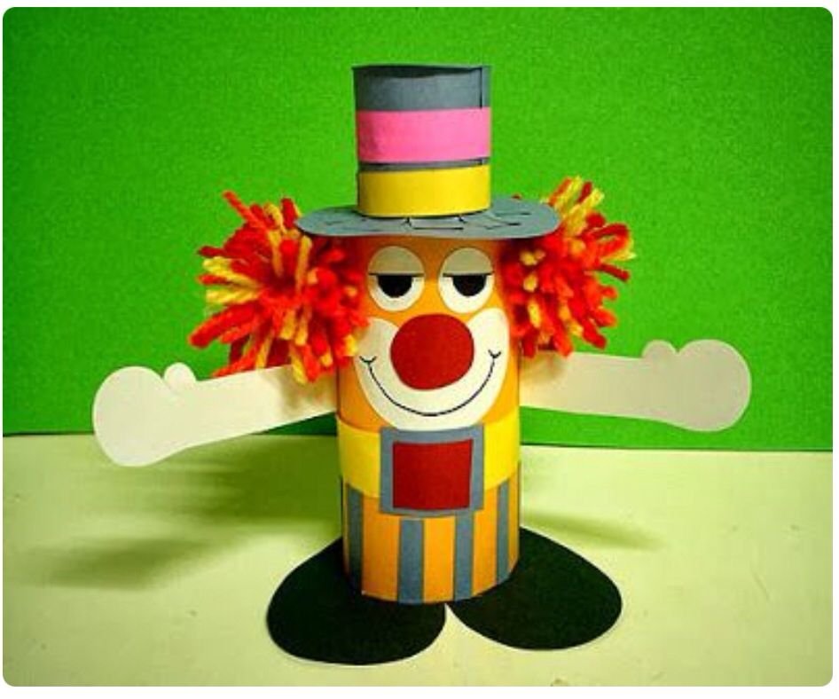 Поделки к 1 апреля в детском саду. Клоун из бумаги. Поделка клоун. Клоун из туалетной втулки. Поделка клоун в садик.