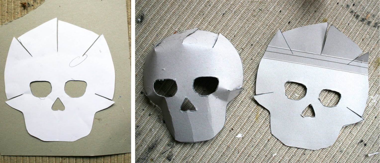 Приклеить маску. Маска череп из бумаги. Маска черепа из картона. Крутые маски из картона.