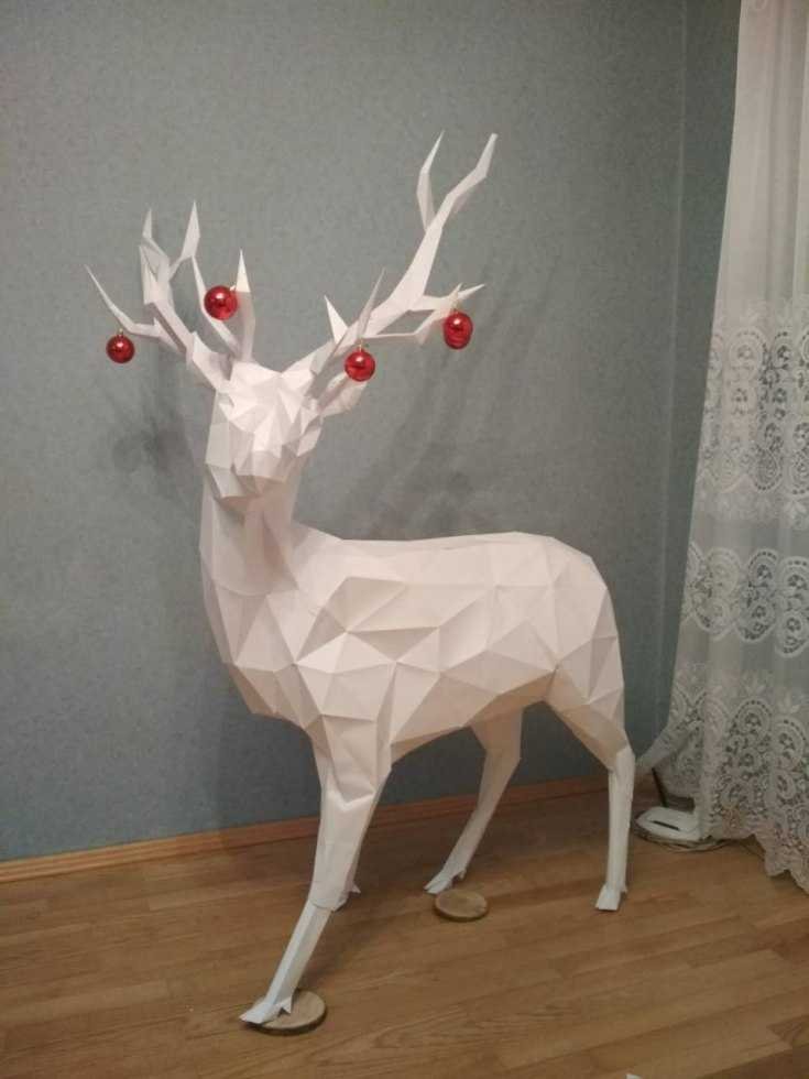 Олень из бумаги объемный