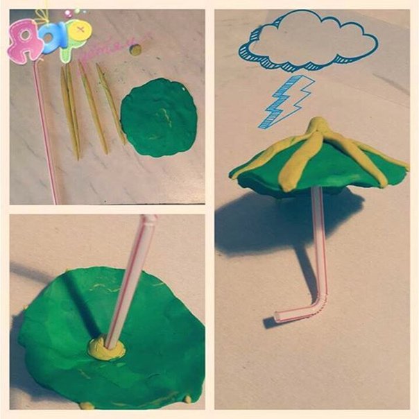 Лепка зонтик средняя группа. Лепка зонтик. Лепка цветные зонтики. Зонт из пластилина. Лепка цветные зонтики в средней группе.