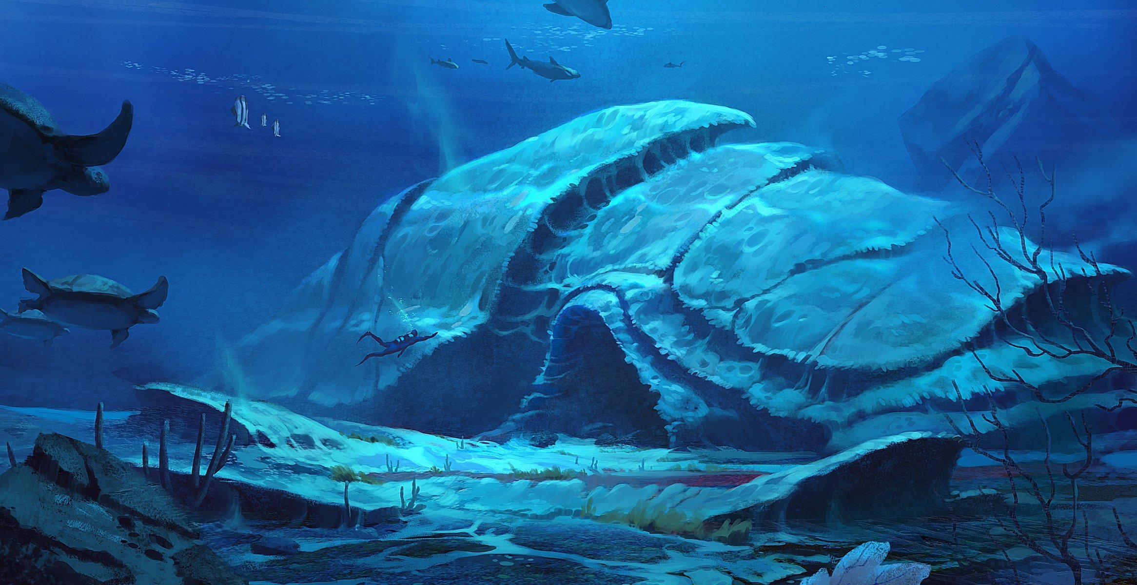 Мир морских глубин. Подводные пейзажи. Фантастический подводный мир. Морское дно. Морское дно арт.