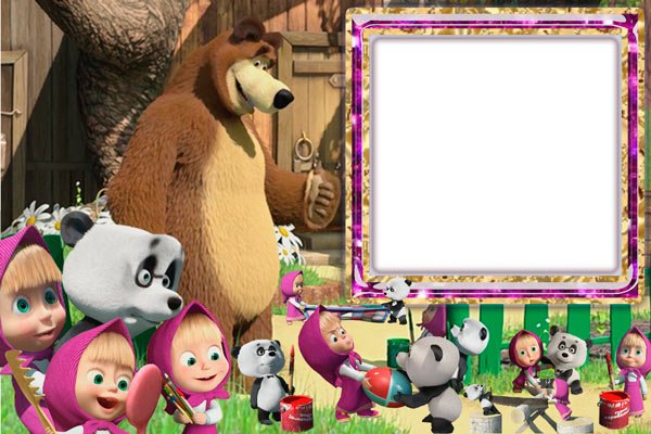 Кружка Маша медведь с рамкой