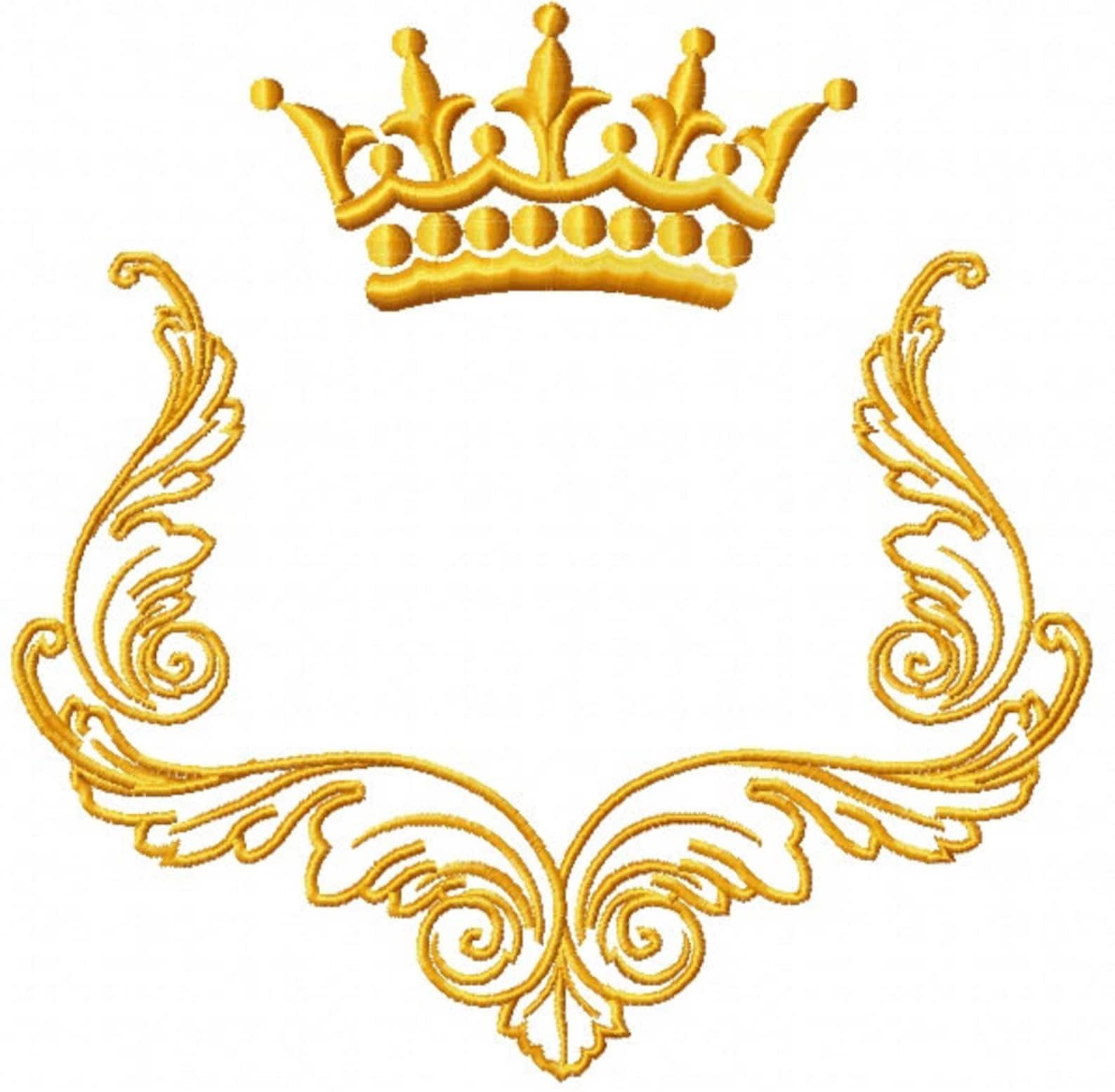 Обрамление букв. Золотые вензеля с короной. Орнамент с короной. Монограмма. Рамка с короной.