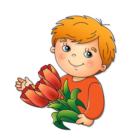 Мальчик с цветочком рисунок