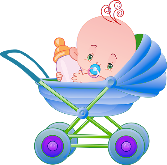 Коляска с ребенком мультяшная