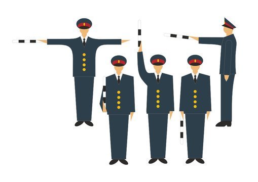 Регулировщик на белом фоне