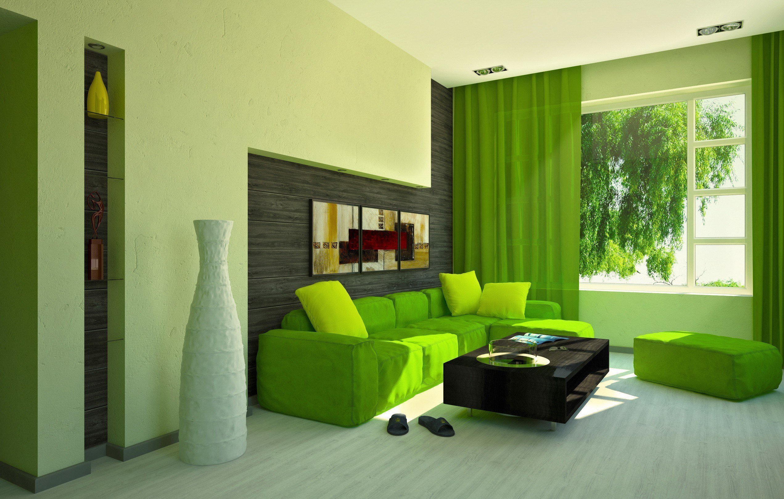 Сочетание зеленого в интерьере. Салатовая гостиная. Гостиная с зелеными стенами. Зеленая гостиная интерьер.