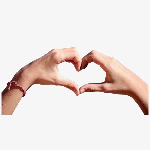 Руки сердечком на прозрачном фоне