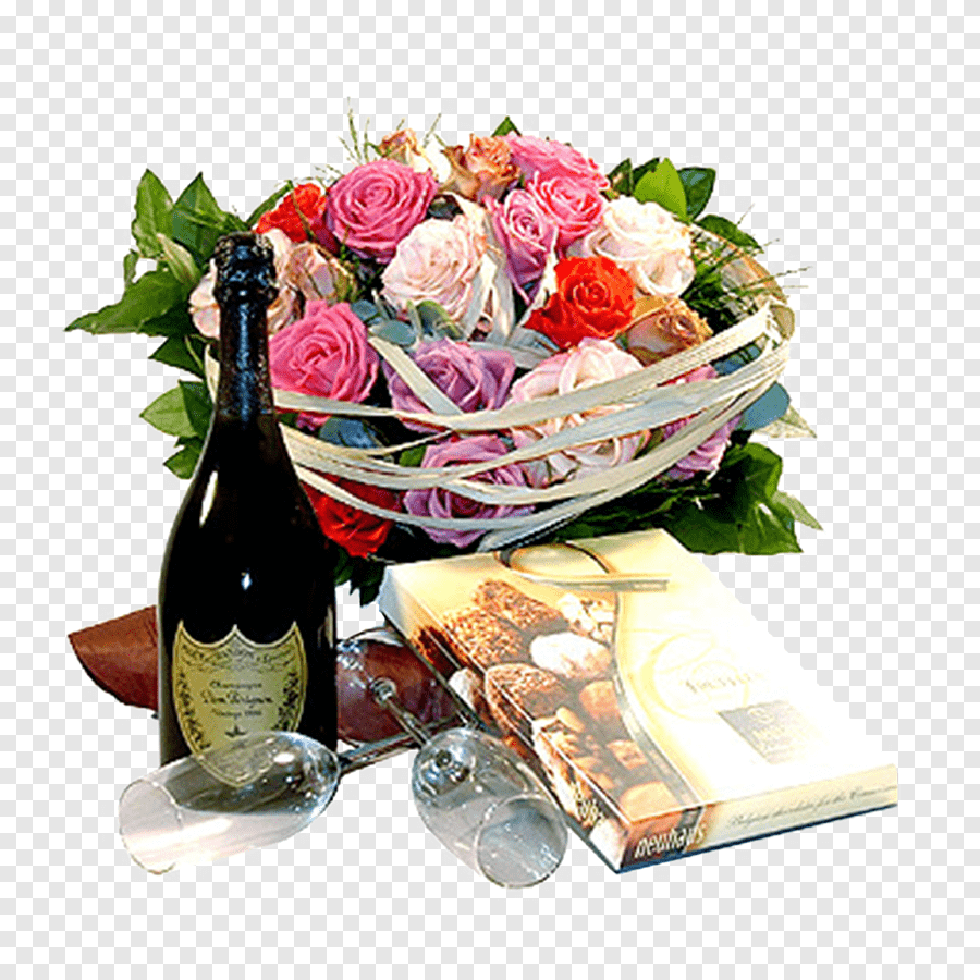 Букет "день рождения". Цветы шампанское конфеты. Цветы с конфетами. Букет цветов «день рождение». Шампанское и розы 54 глава