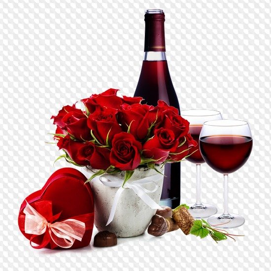 Шампанское с цветами для фотошопа