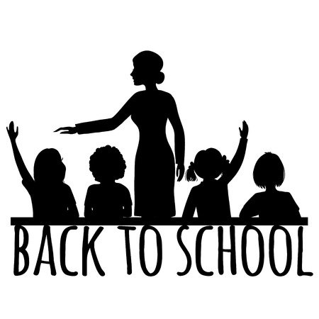 Силуэт учитель и дети