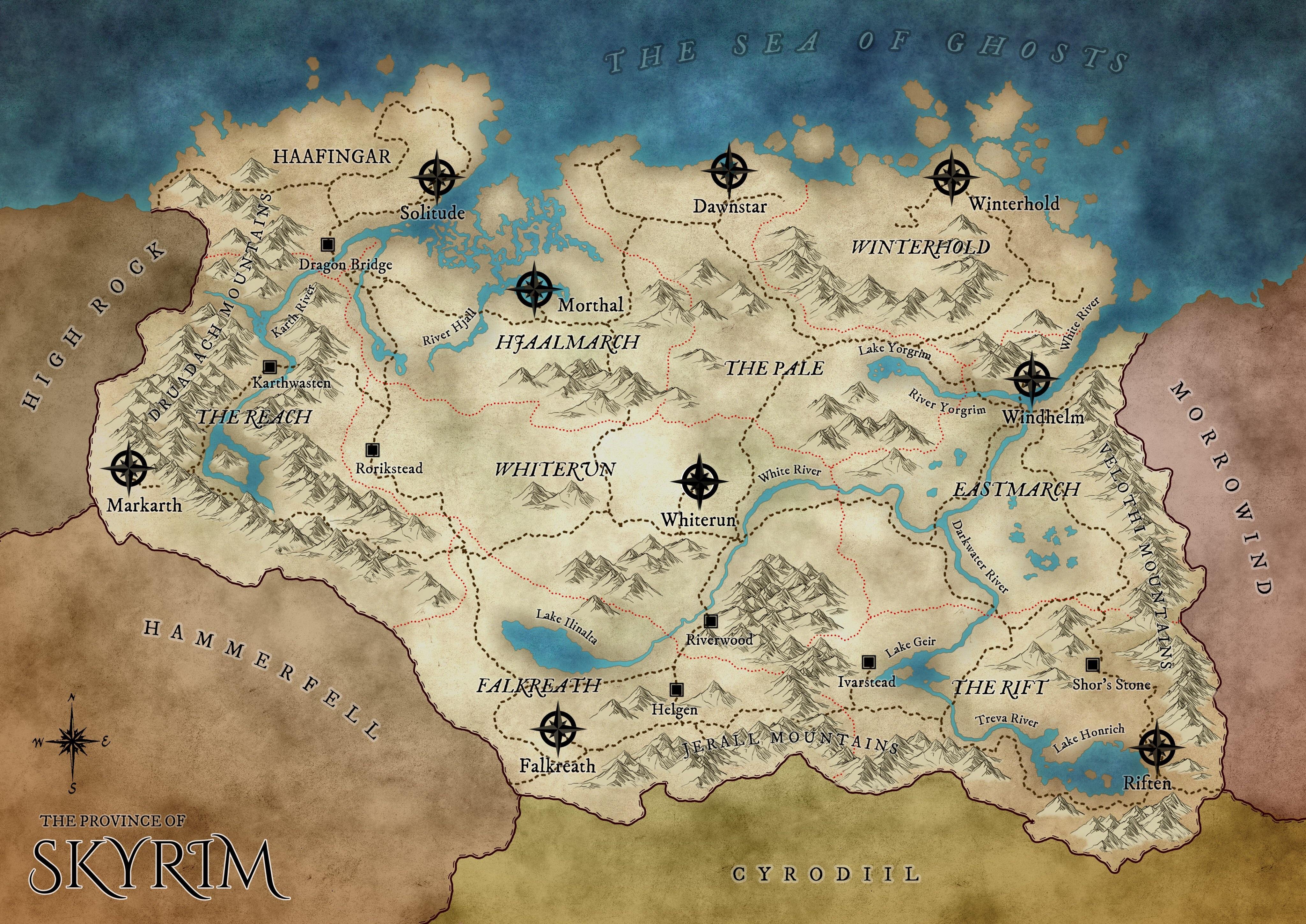 Скайрим владения. Карта скайрим 5. The Elder Scrolls 5 Skyrim карта. Скайрим 5 полная карта.