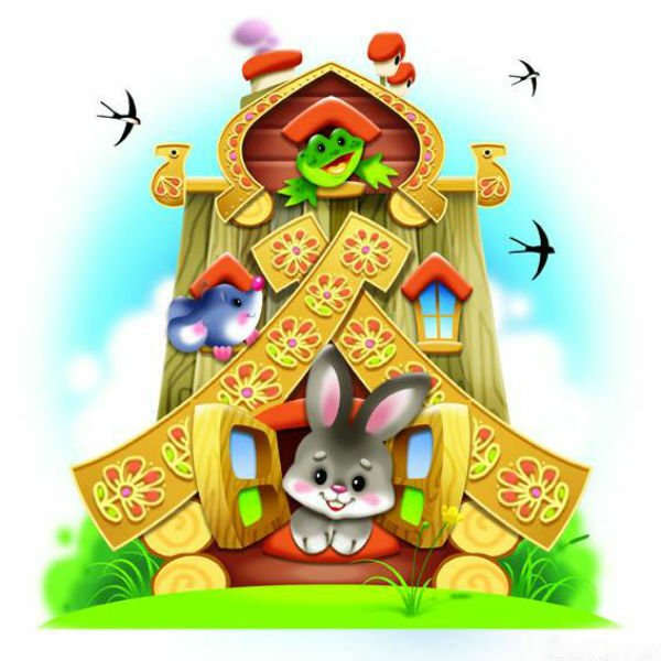 Сказочный Теремок на белом фоне